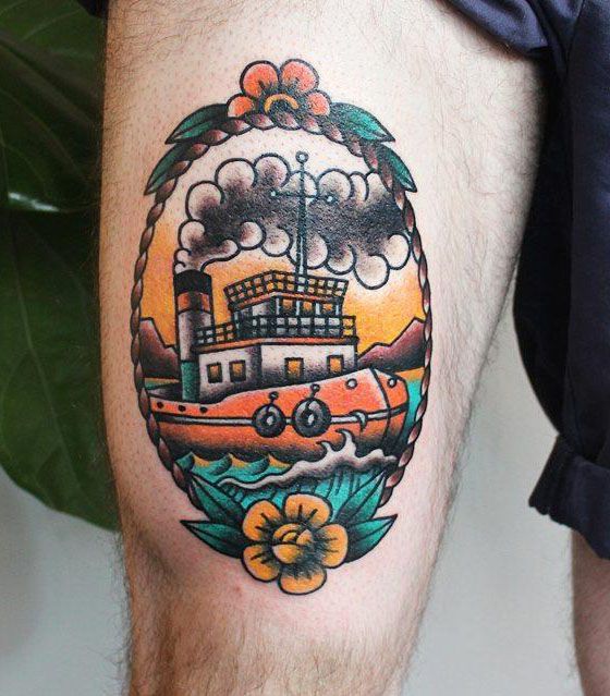 30 Pretty Tugboat Tattoos for Your Inspiration