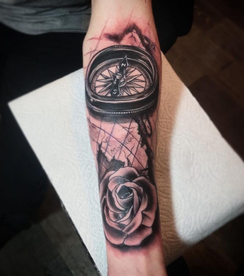 30 Pretty Compass and Map Tattoos You Will Love