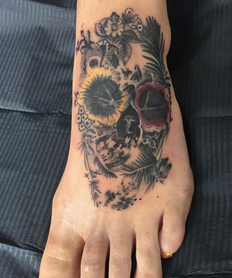 30 Unique Flower Skull Tattoos You Can Copy