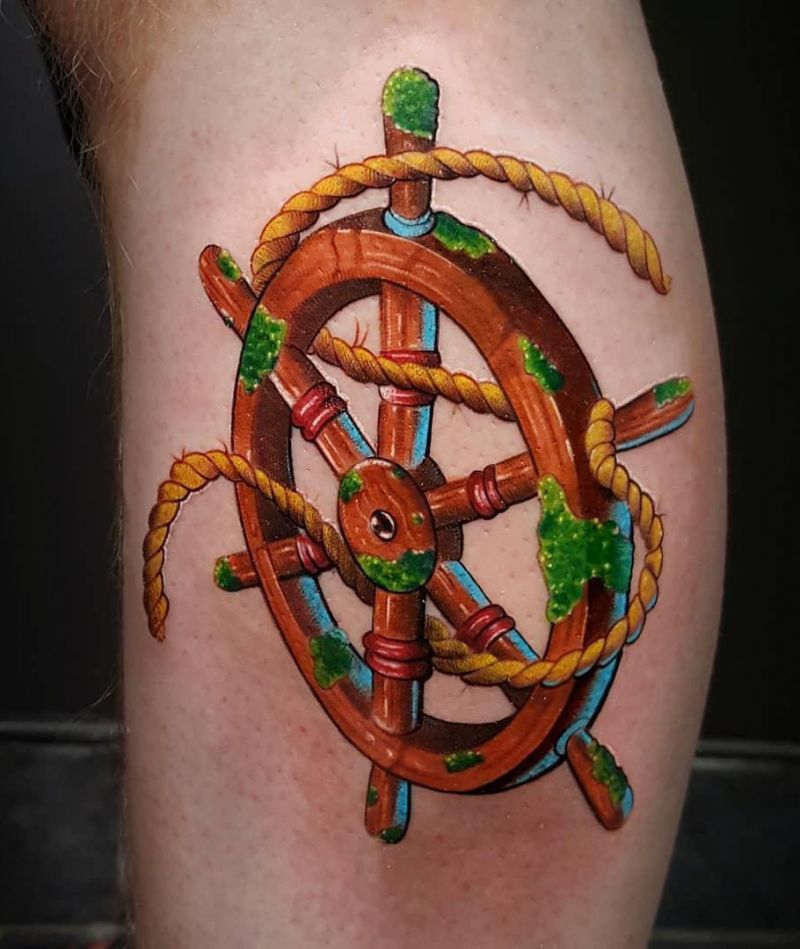 30 Pretty Ship Wheel Tattoos You Can Copy