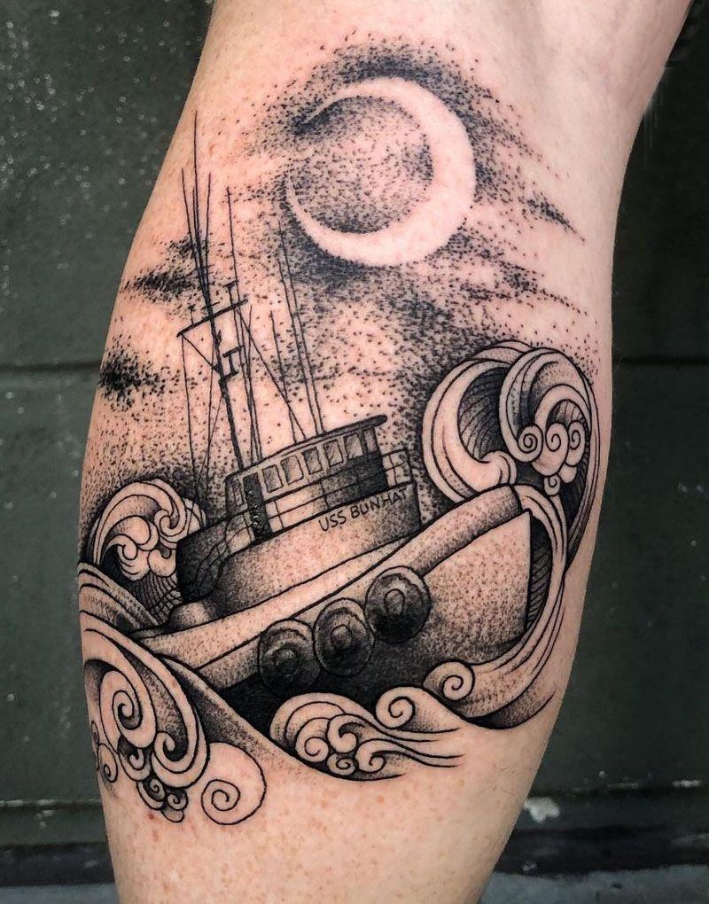 30 Pretty Tugboat Tattoos for Your Inspiration