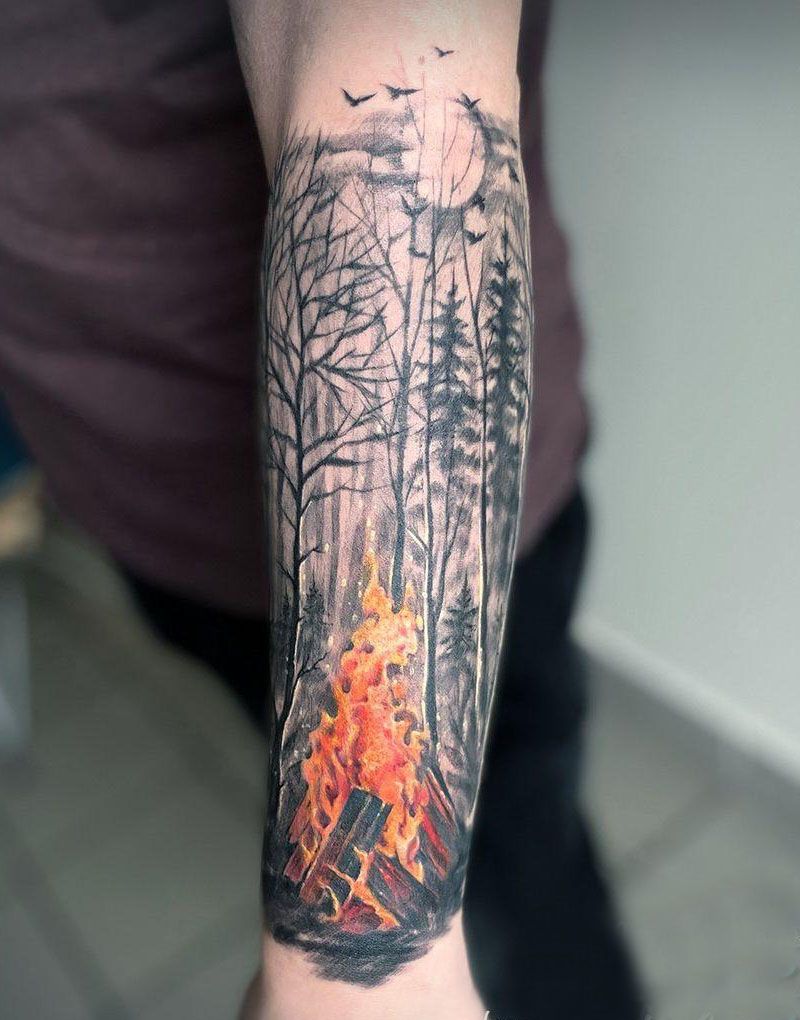 30 Pretty Bonfire Tattoos You Must Try