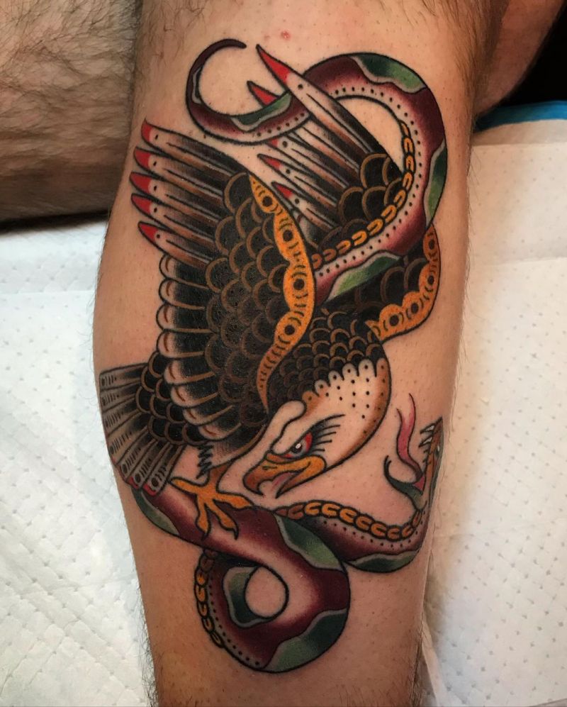 30 Gorgeous Eagle and Snake Tattoos to Inspire You