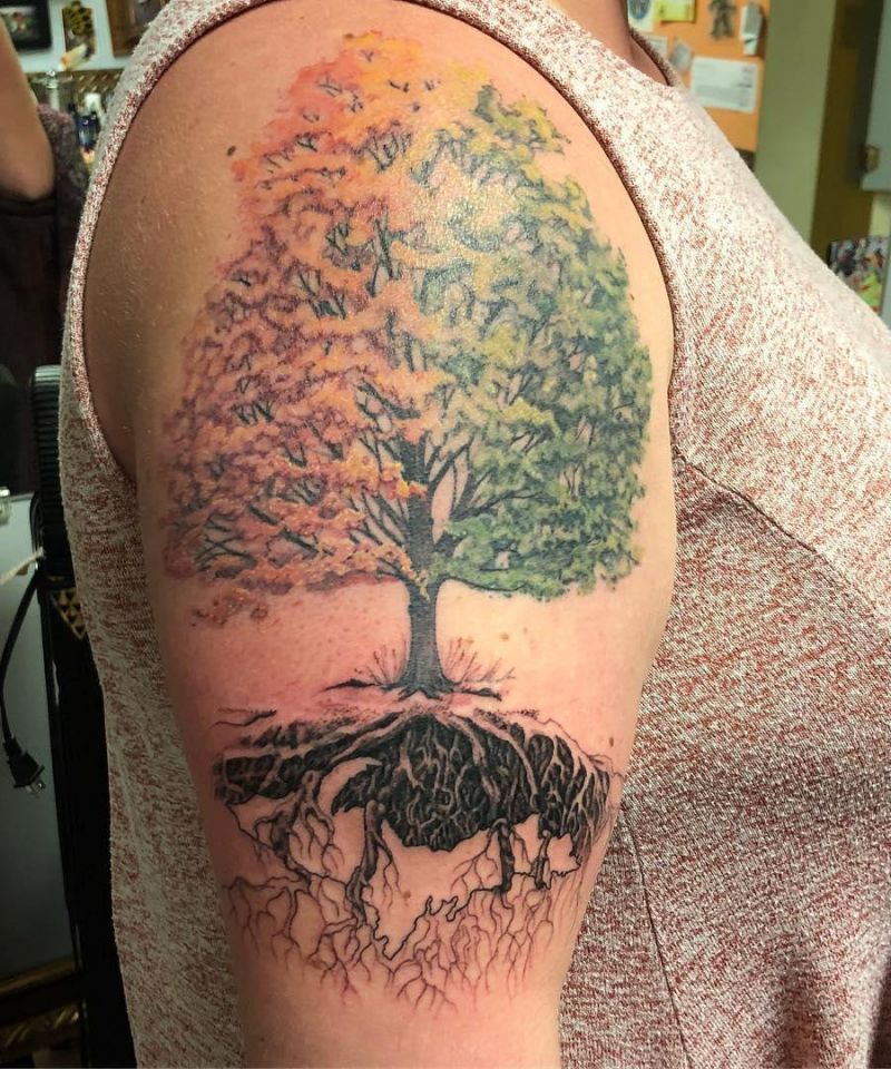 30 Gorgeous Maple Tree Tattoos to Inspire You