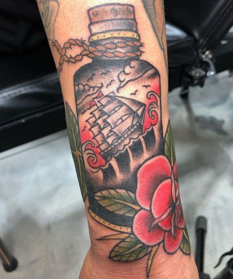 30 Pretty Ship In A Bottle Tattoos to Inspire You