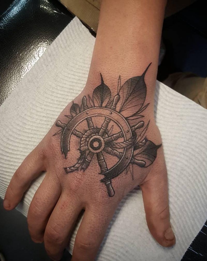 30 Pretty Ship Wheel Tattoos You Can Copy