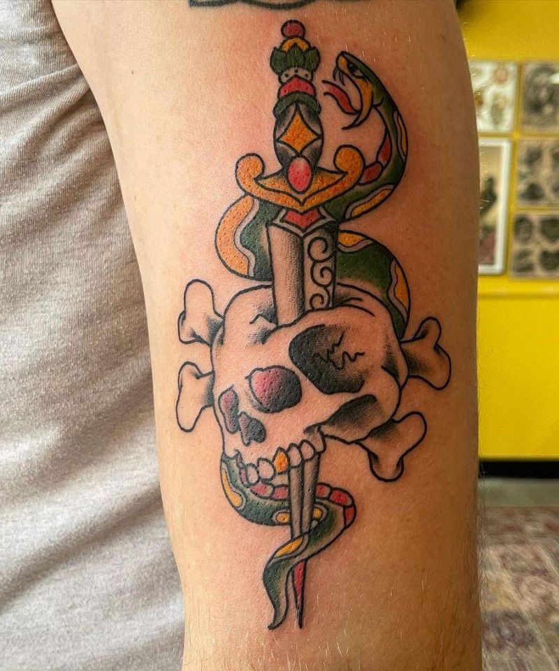 30 Gorgeous Skull and Crossbones Tattoos You Can’t Miss