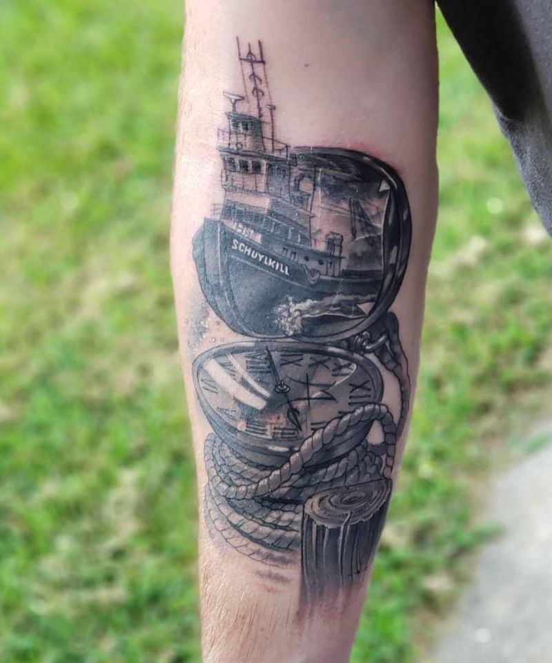 30 Pretty Tugboat Tattoos for Your Inspiration