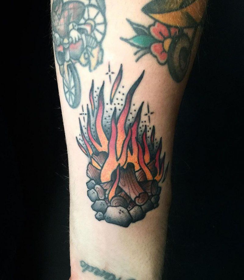 30 Pretty Bonfire Tattoos You Must Try