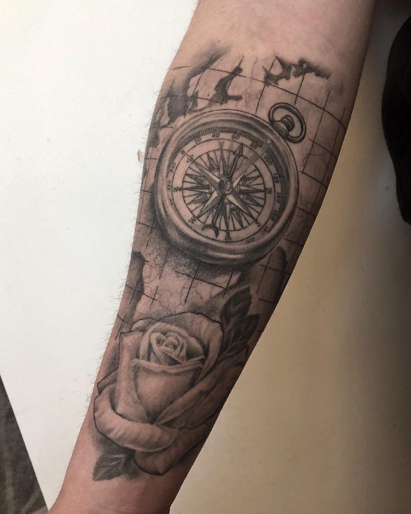 30 Pretty Compass and Map Tattoos You Will Love