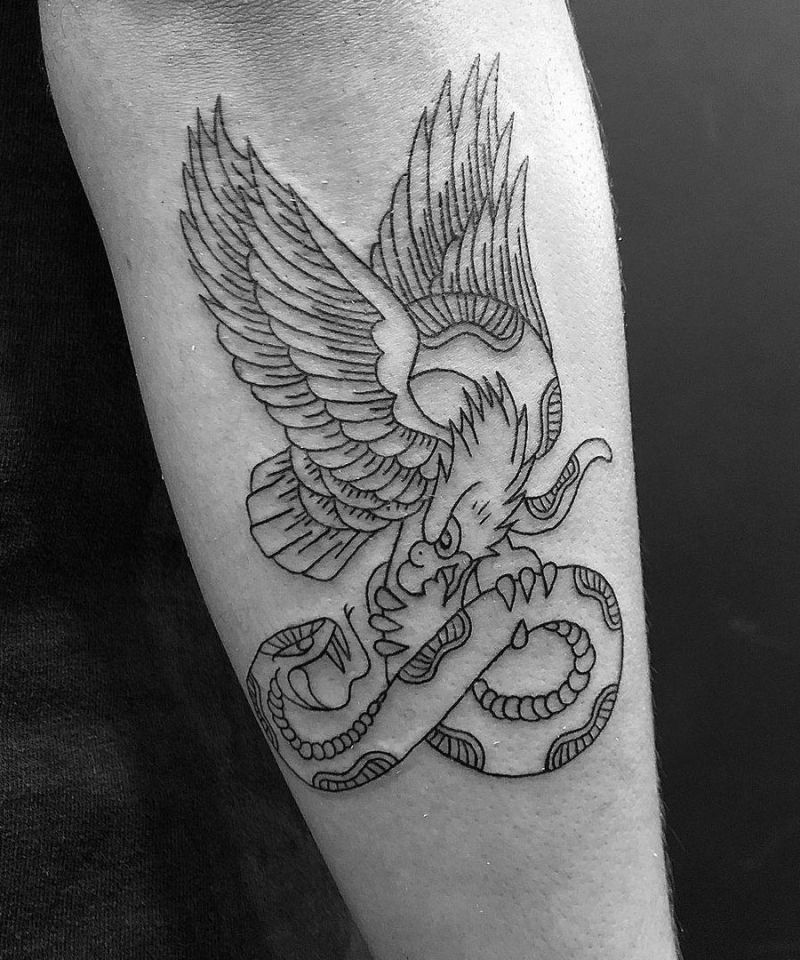 30 Gorgeous Eagle and Snake Tattoos to Inspire You