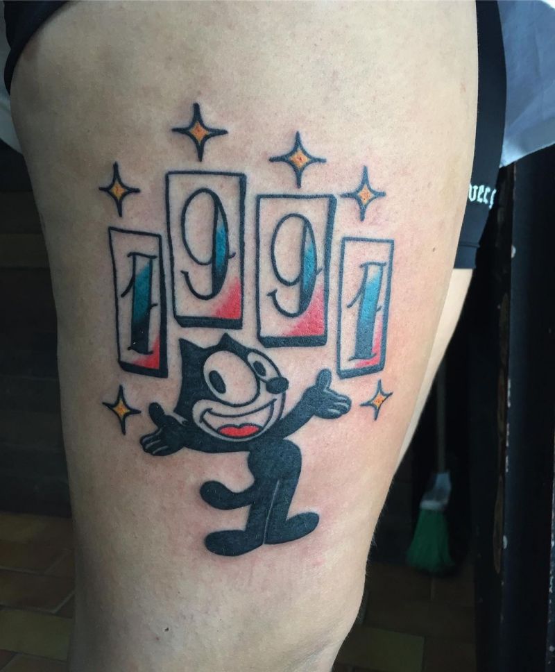 30 Cute Felix The Cat Tattoos You Must Love