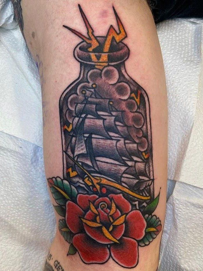 30 Pretty Ship In A Bottle Tattoos to Inspire You