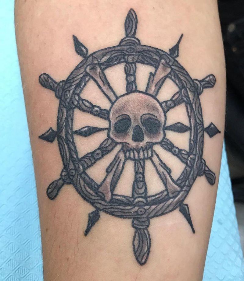 30 Pretty Ship Wheel Tattoos You Can Copy