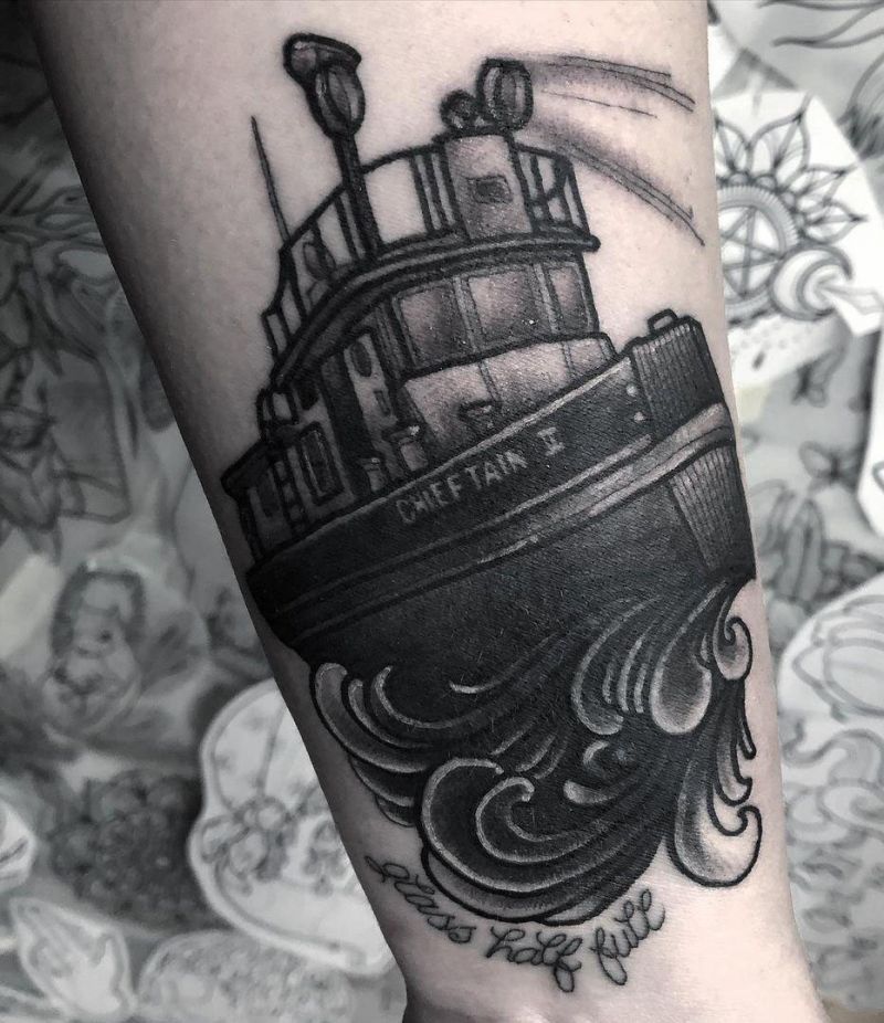 30 Pretty Tugboat Tattoos for Your Inspiration