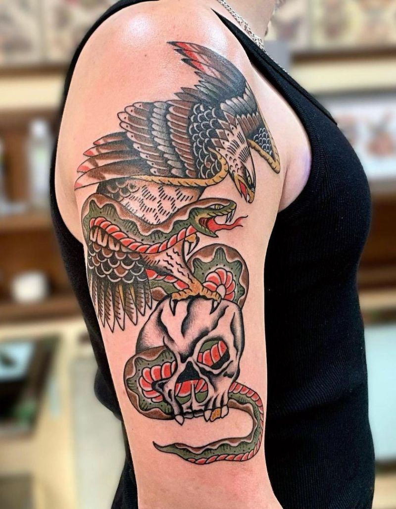 30 Gorgeous Eagle and Snake Tattoos to Inspire You