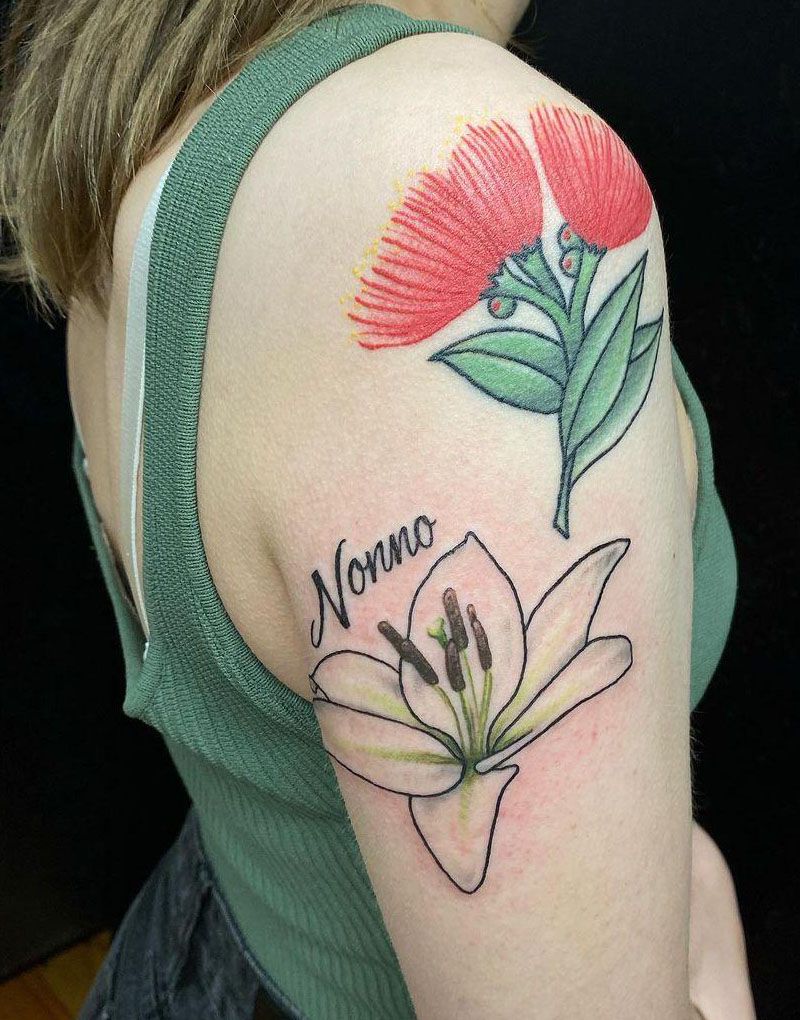 30 Pretty Pohutukawa Tattoos You Can Copy