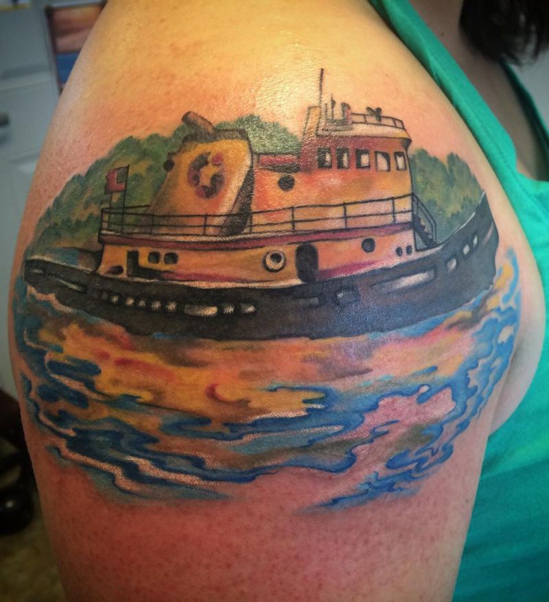 30 Pretty Tugboat Tattoos for Your Inspiration