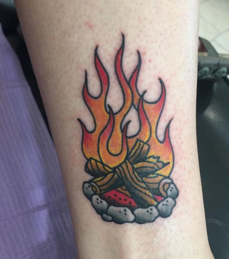 30 Pretty Bonfire Tattoos You Must Try