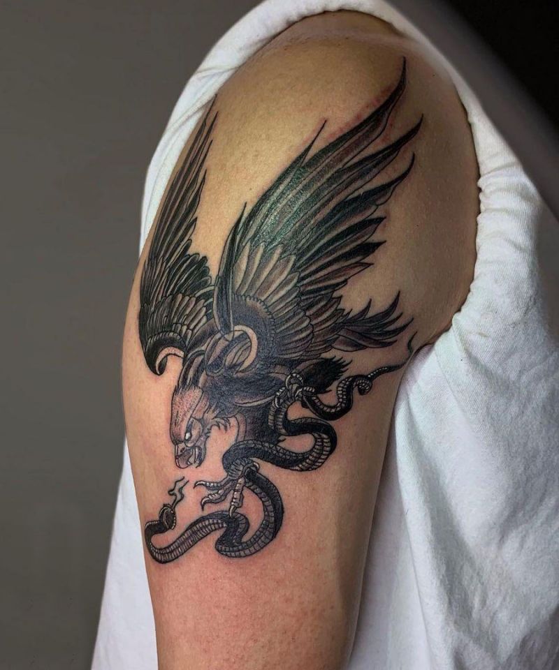 30 Gorgeous Eagle and Snake Tattoos to Inspire You