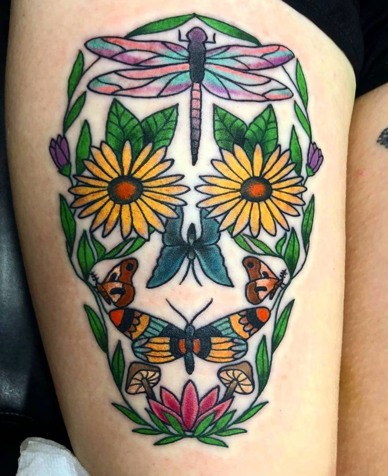 30 Unique Flower Skull Tattoos You Can Copy