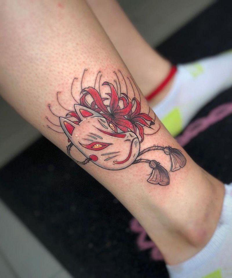 30 Pretty Kitsune Mask Tattoos to Inspire You