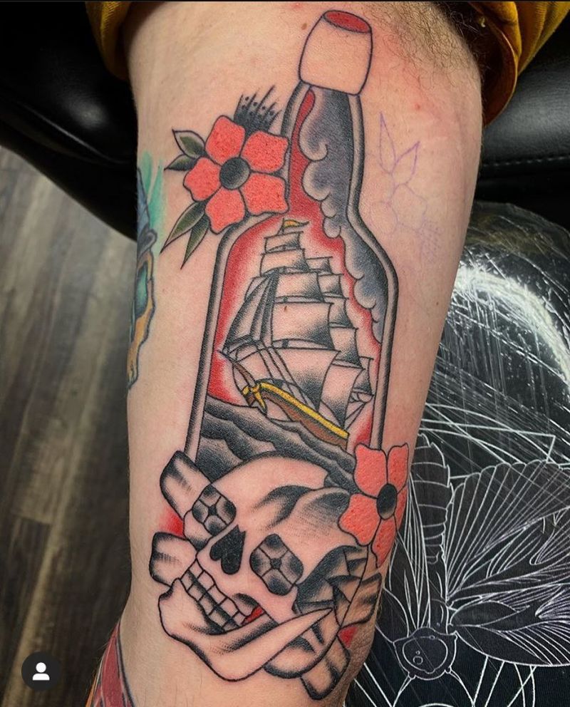 30 Pretty Ship In A Bottle Tattoos to Inspire You