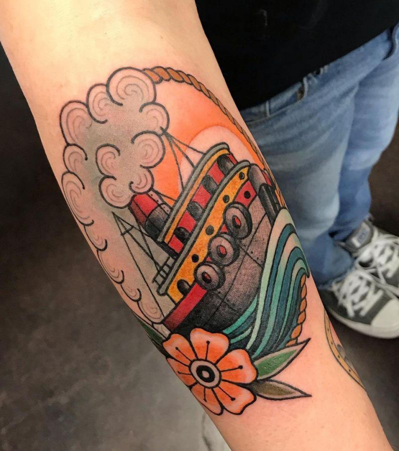 30 Pretty Tugboat Tattoos for Your Inspiration