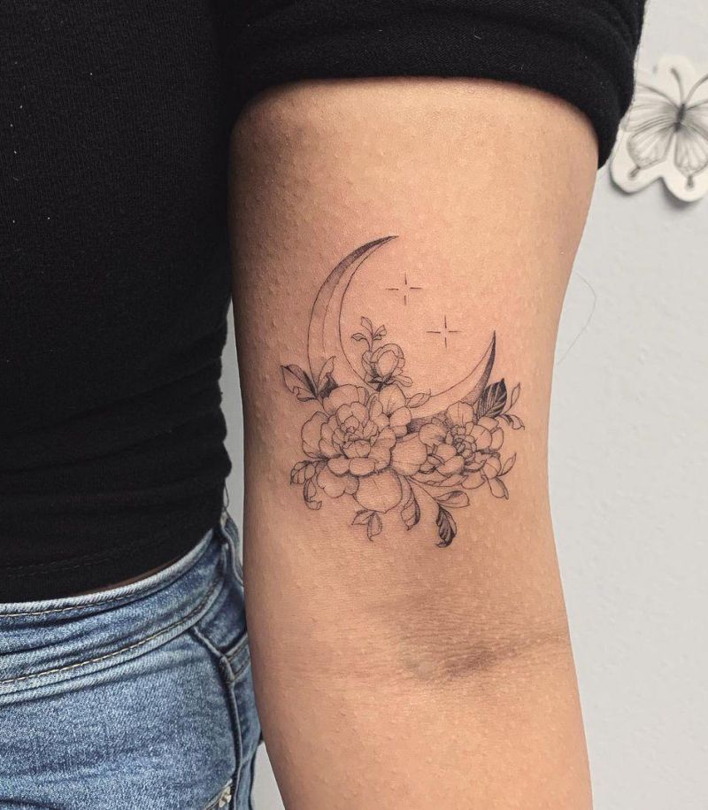 30 Pretty Crescent Moon Tattoos You Can Copy