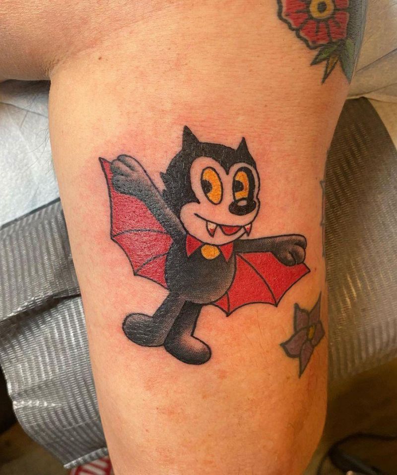 30 Cute Felix The Cat Tattoos You Must Love