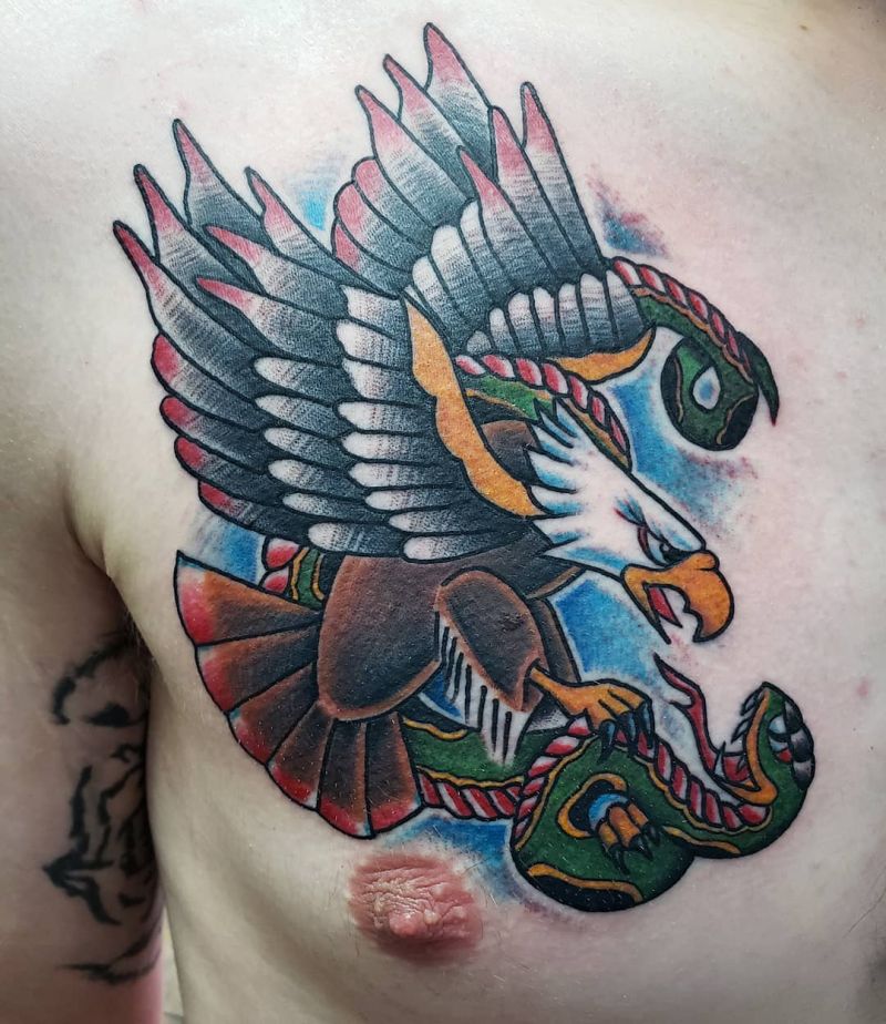 30 Gorgeous Eagle and Snake Tattoos to Inspire You