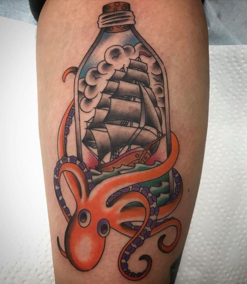 30 Pretty Ship In A Bottle Tattoos to Inspire You