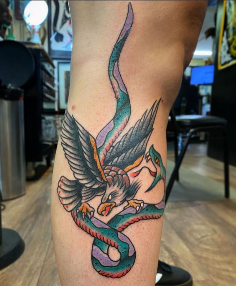 30 Gorgeous Eagle and Snake Tattoos to Inspire You