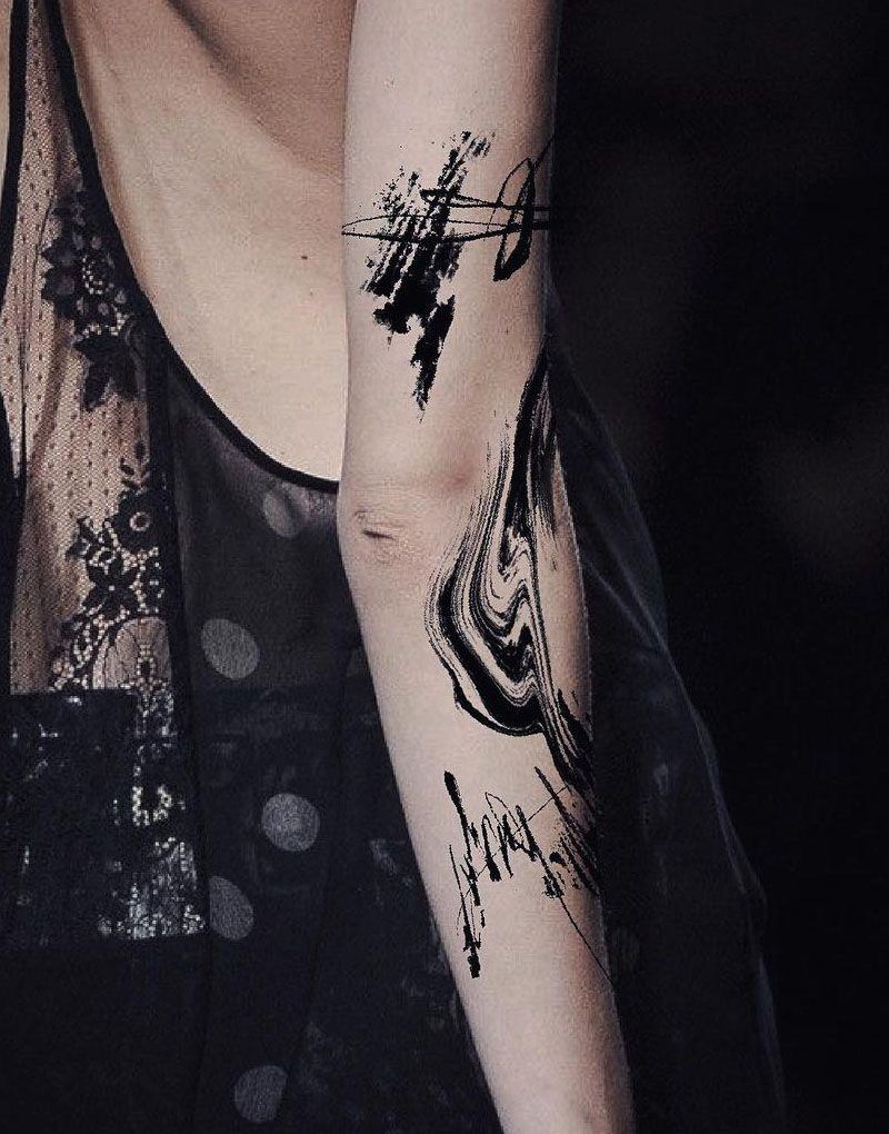 30 Unique Brush Stroke Tattoos You Will Love