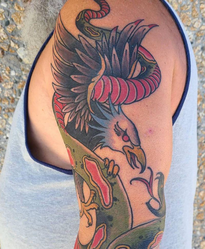 30 Gorgeous Eagle and Snake Tattoos to Inspire You