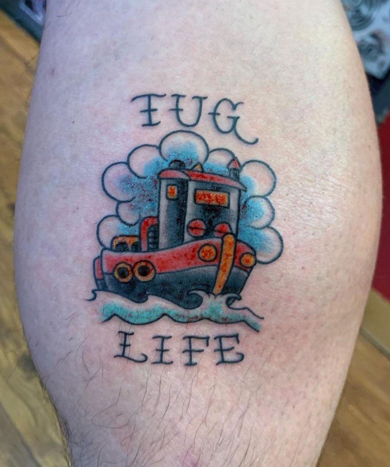 30 Pretty Tugboat Tattoos for Your Inspiration