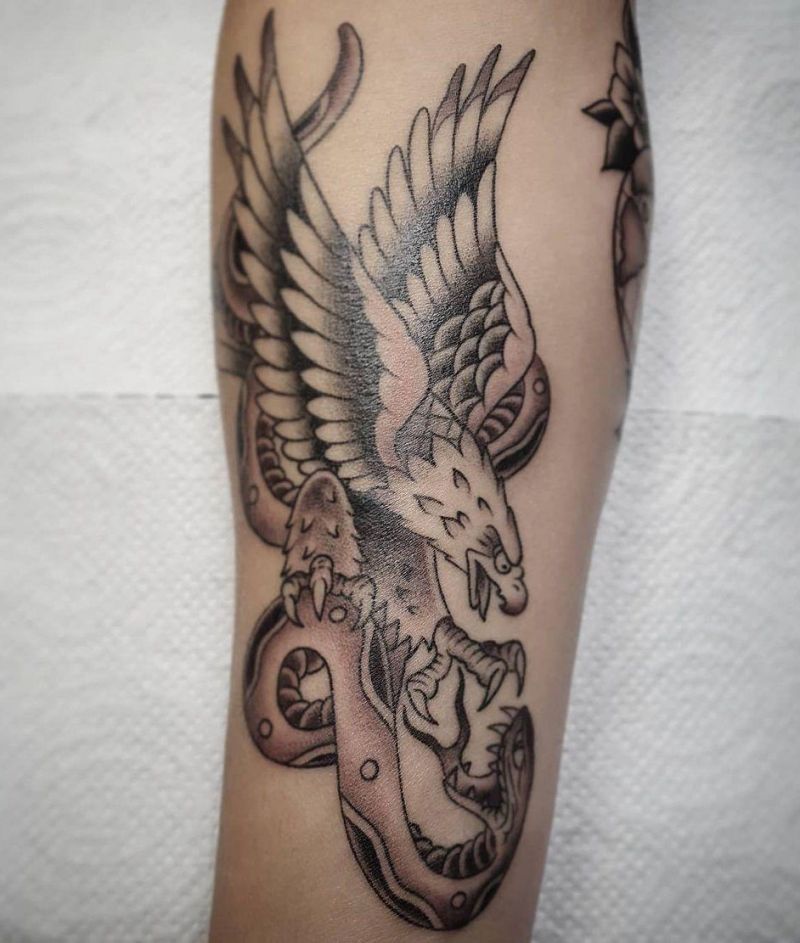 30 Gorgeous Eagle and Snake Tattoos to Inspire You