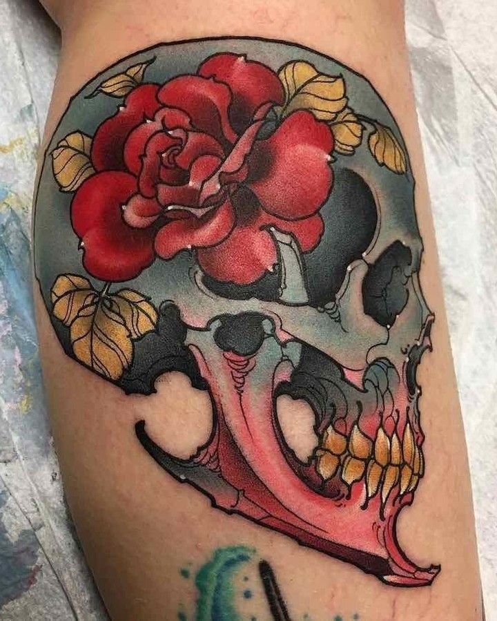 30 Unique Flower Skull Tattoos You Can Copy