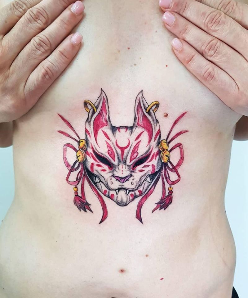 30 Pretty Kitsune Mask Tattoos to Inspire You