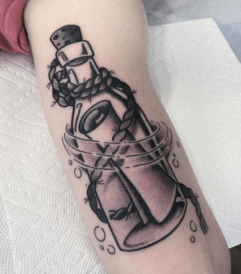 30 Mysterious Message In A Bottle Tattoos You Can Copy