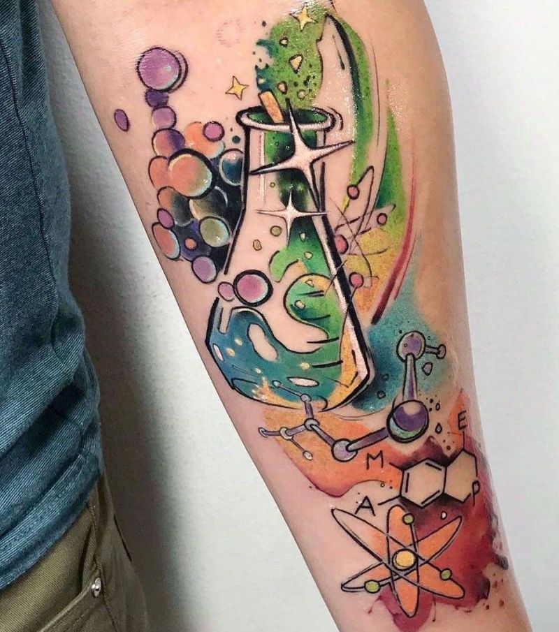 30 Pretty Molecule Tattoos You Must Love