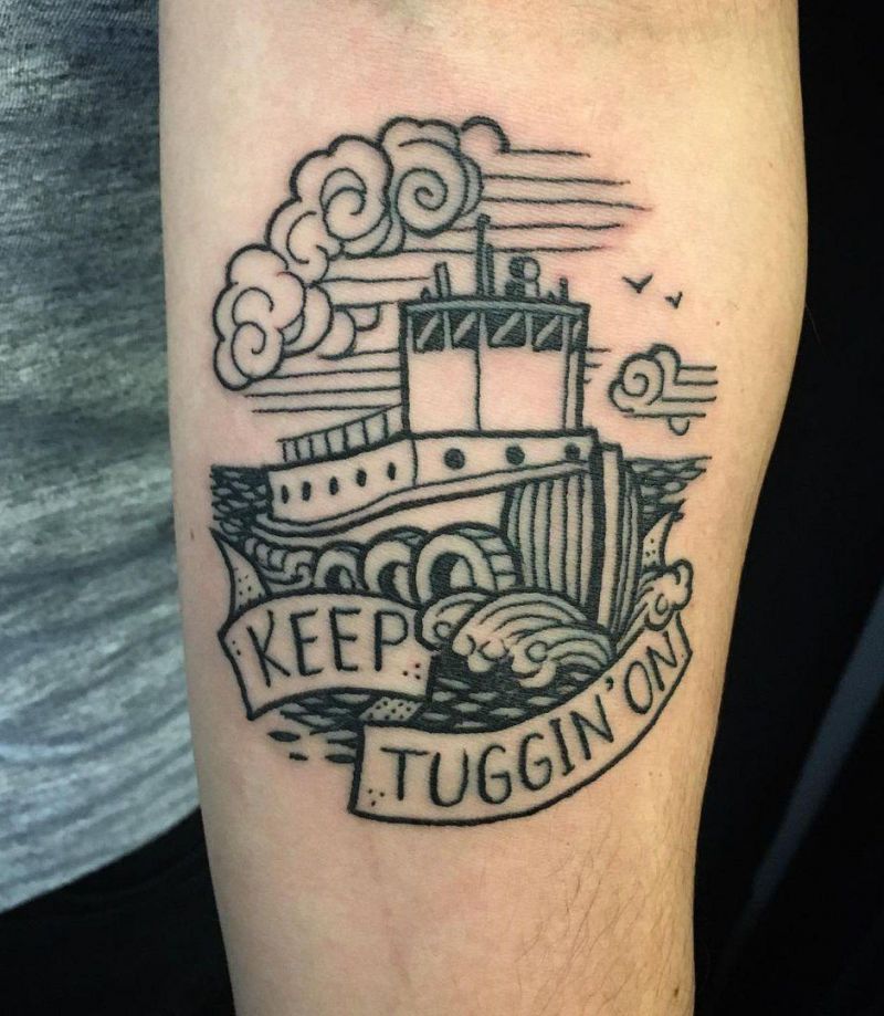 30 Pretty Tugboat Tattoos for Your Inspiration