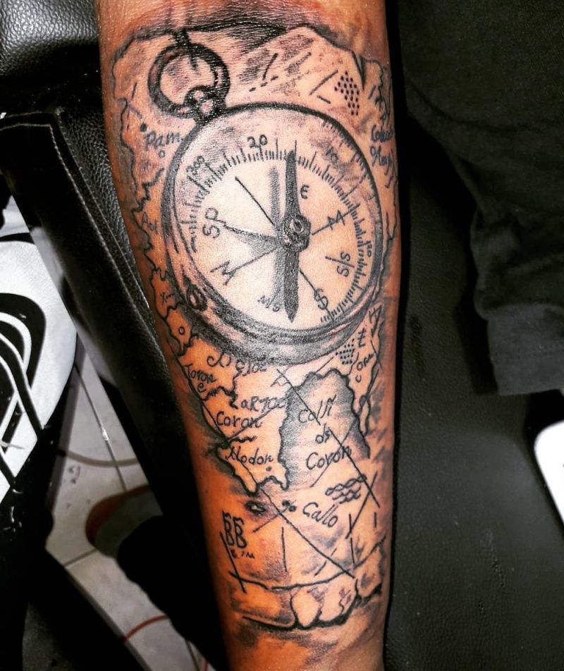 30 Pretty Compass and Map Tattoos You Will Love