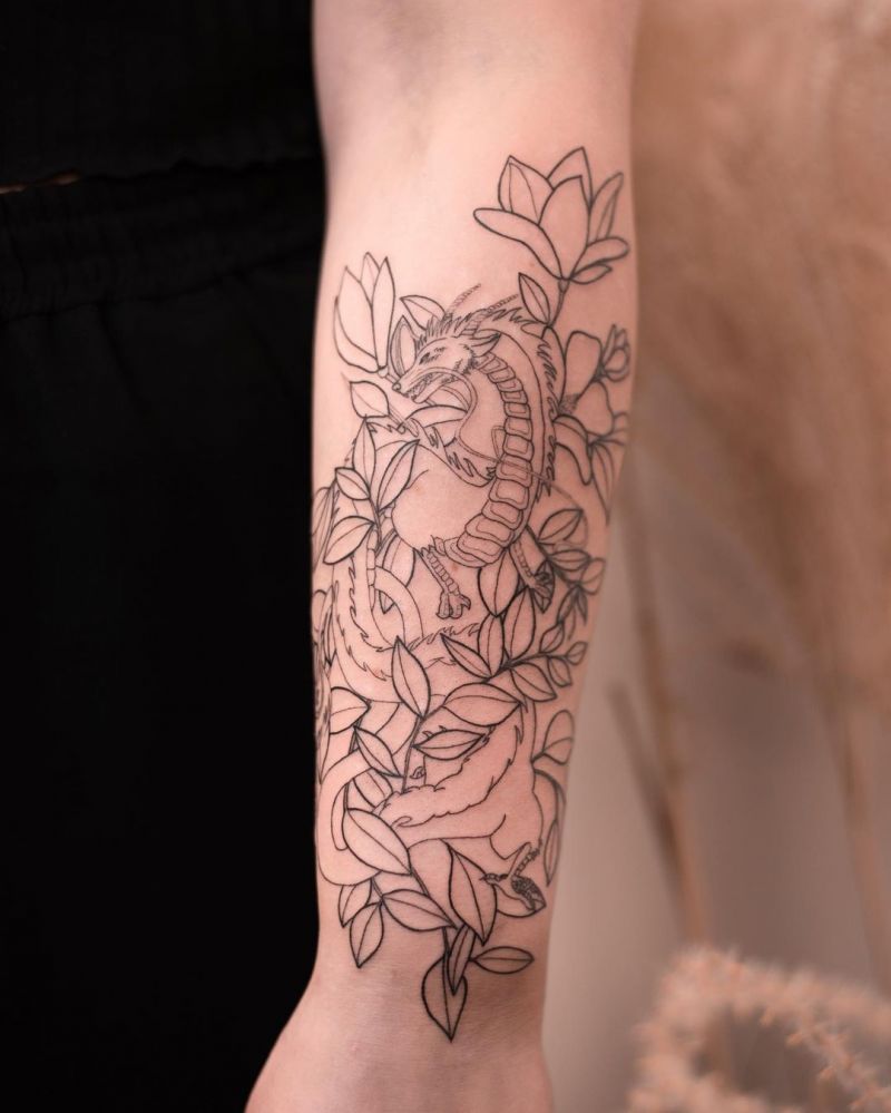 30 Perfect Dragon and flower Tattoos to Inspire You