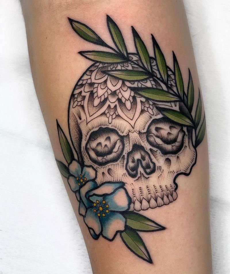 30 Unique Flower Skull Tattoos You Can Copy