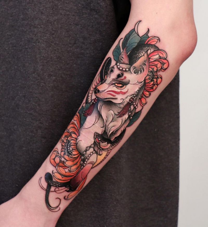 30 Pretty Kitsune Tattoos You Can Copy