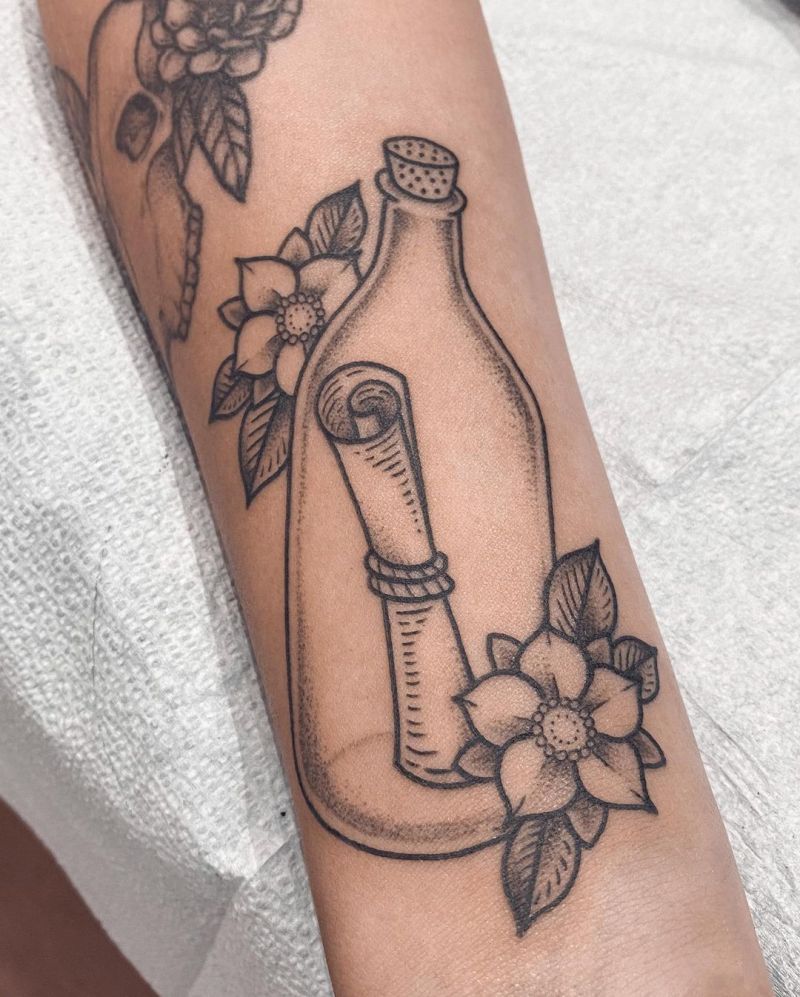 30 Mysterious Message In A Bottle Tattoos You Can Copy