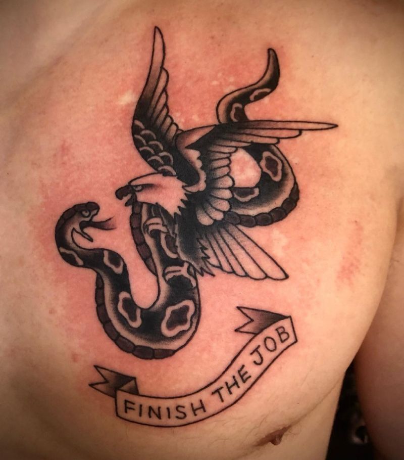 30 Gorgeous Eagle and Snake Tattoos to Inspire You
