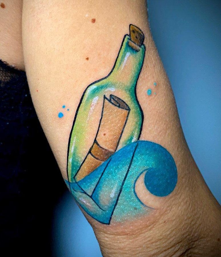 30 Mysterious Message In A Bottle Tattoos You Can Copy