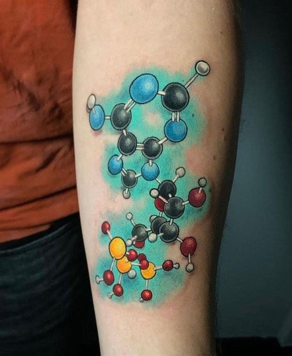 30 Pretty Molecule Tattoos You Must Love